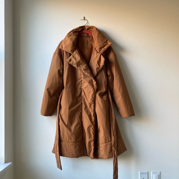 kimono cocoon duvet wrap coat oversized puffer jacket robe belted belt pumpkin s - Picture 8 of 10